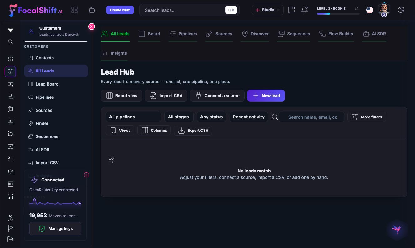 Leads and funnels in dark mode