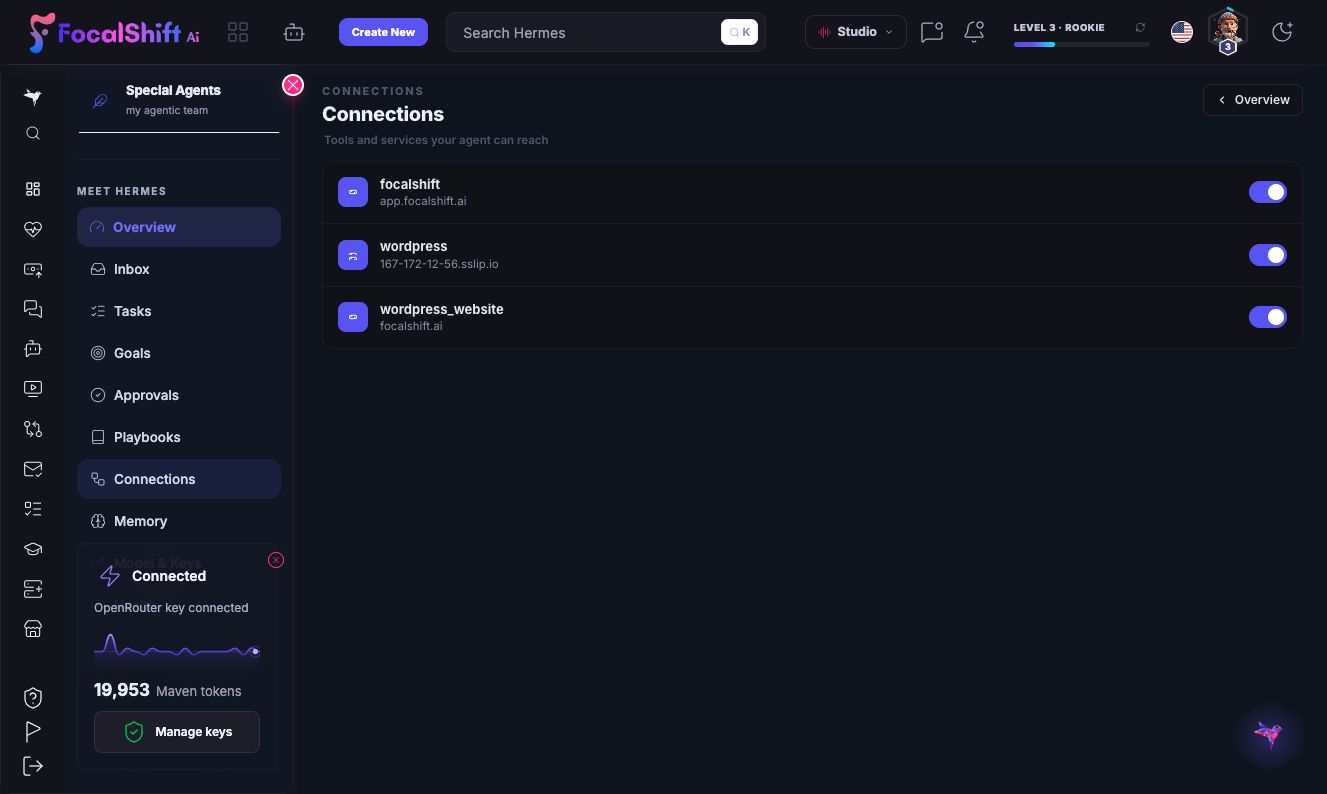 Premium agent connections in dark mode