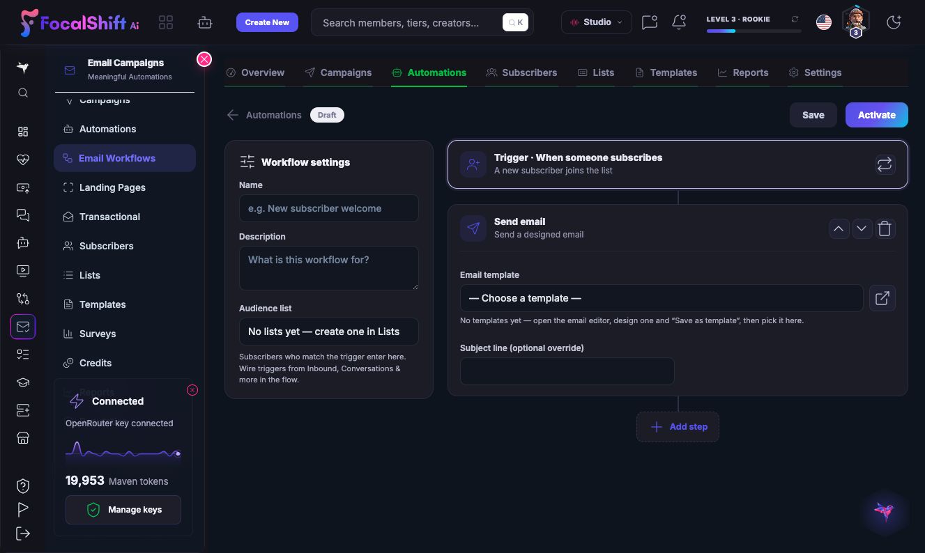 Email workflows in dark mode