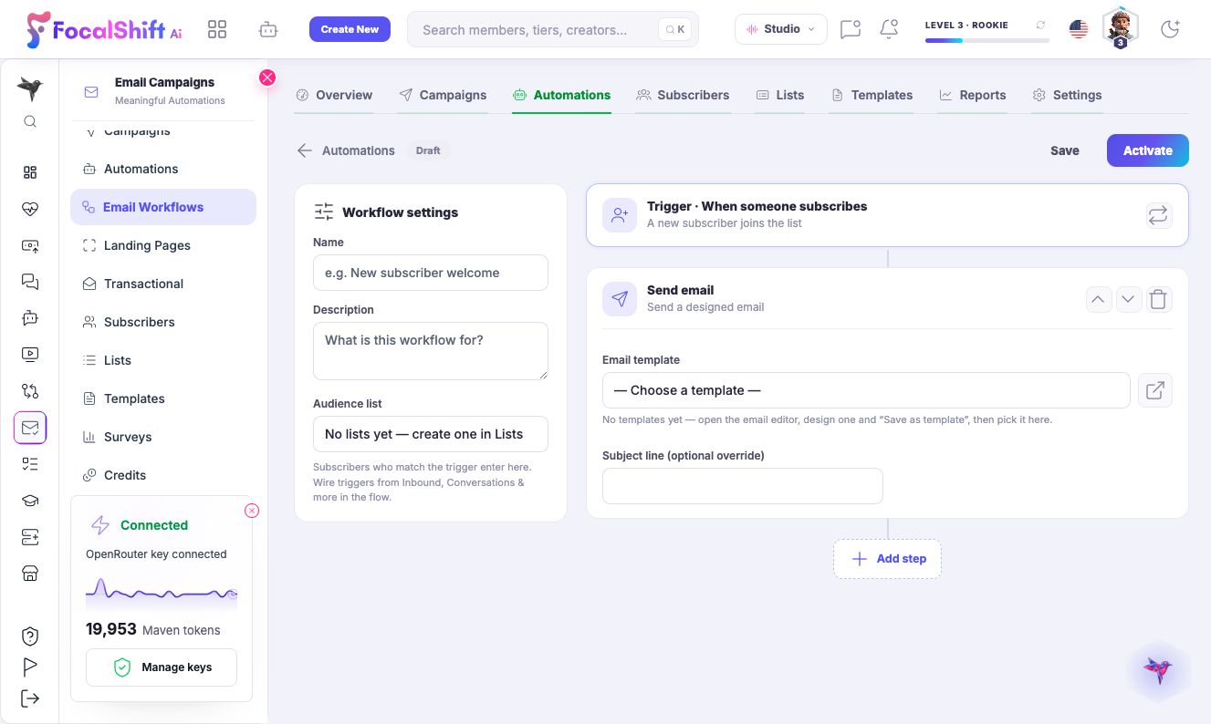 Email workflows in light mode