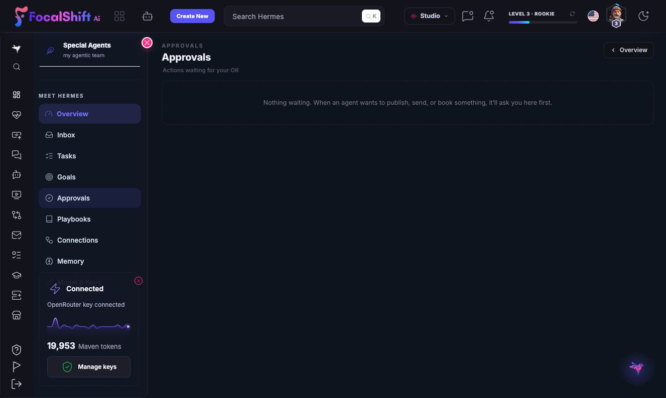 Human approvals in dark mode