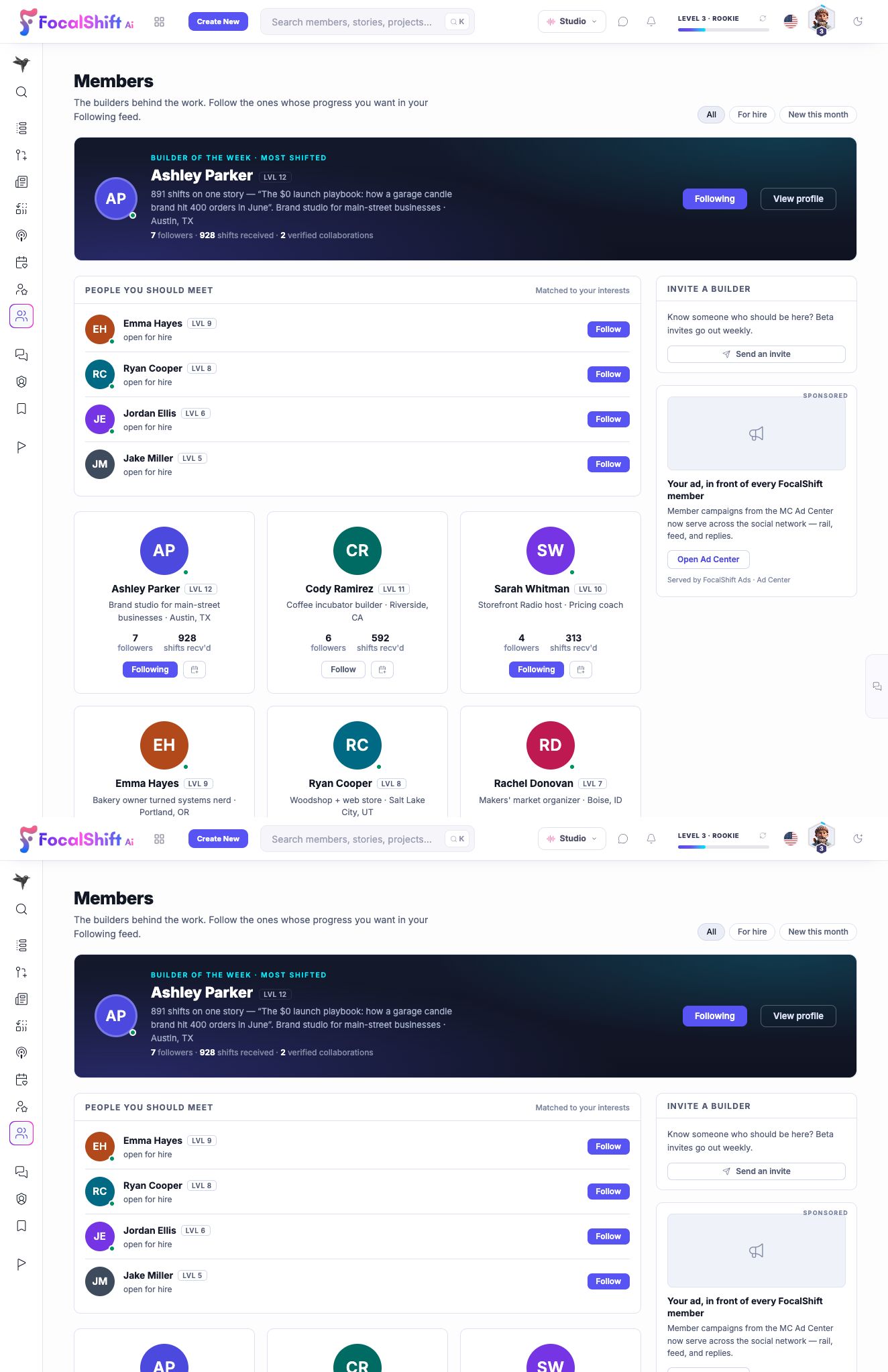 Member directory in light mode