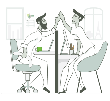 Two people celebrating with a high five