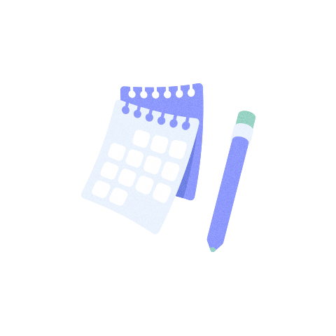 A pastel wall calendar with a pencil lying across it