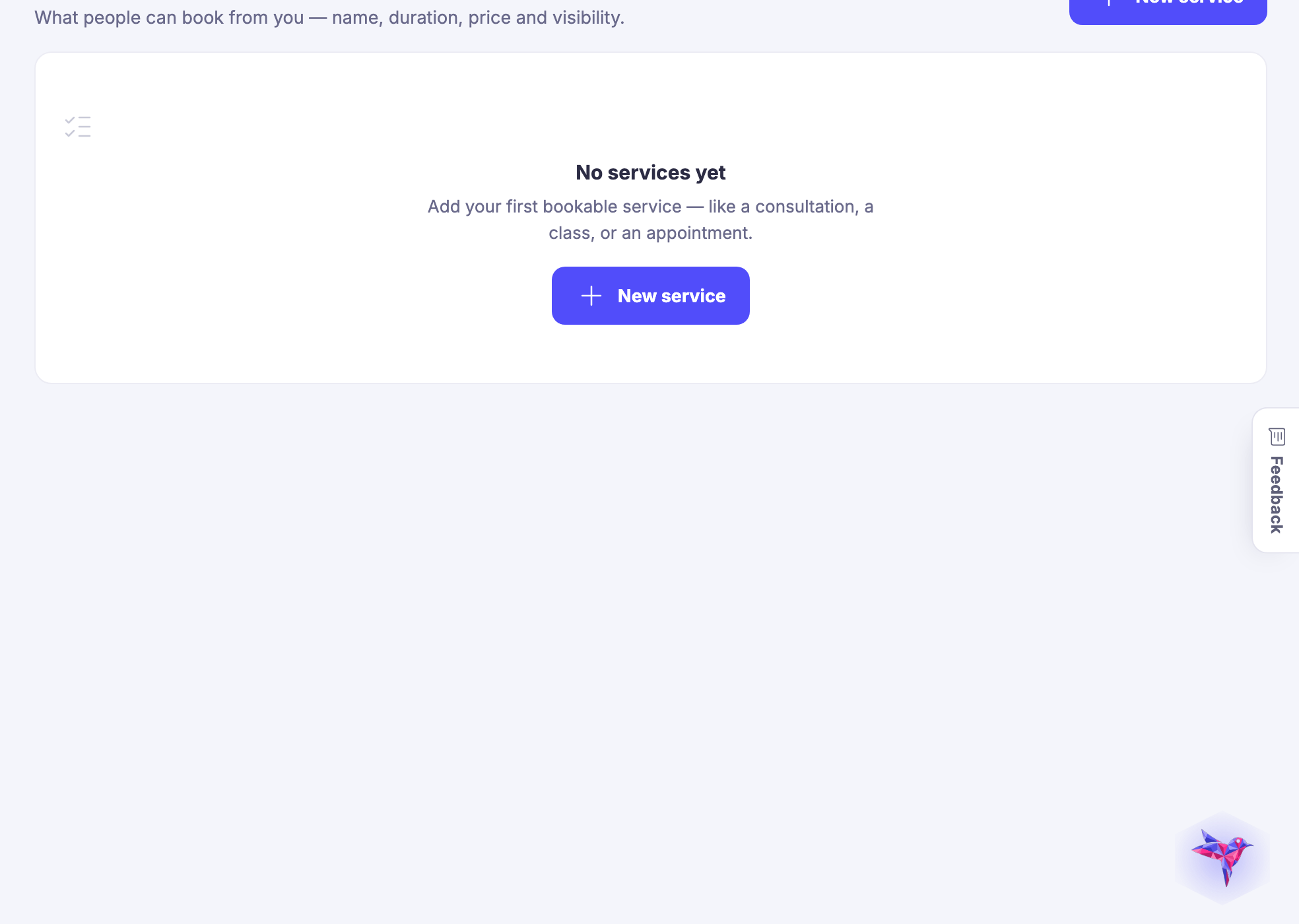 Services — What a customer can book, how long it takes and what it costs &mdash; set here, offered everywhere.