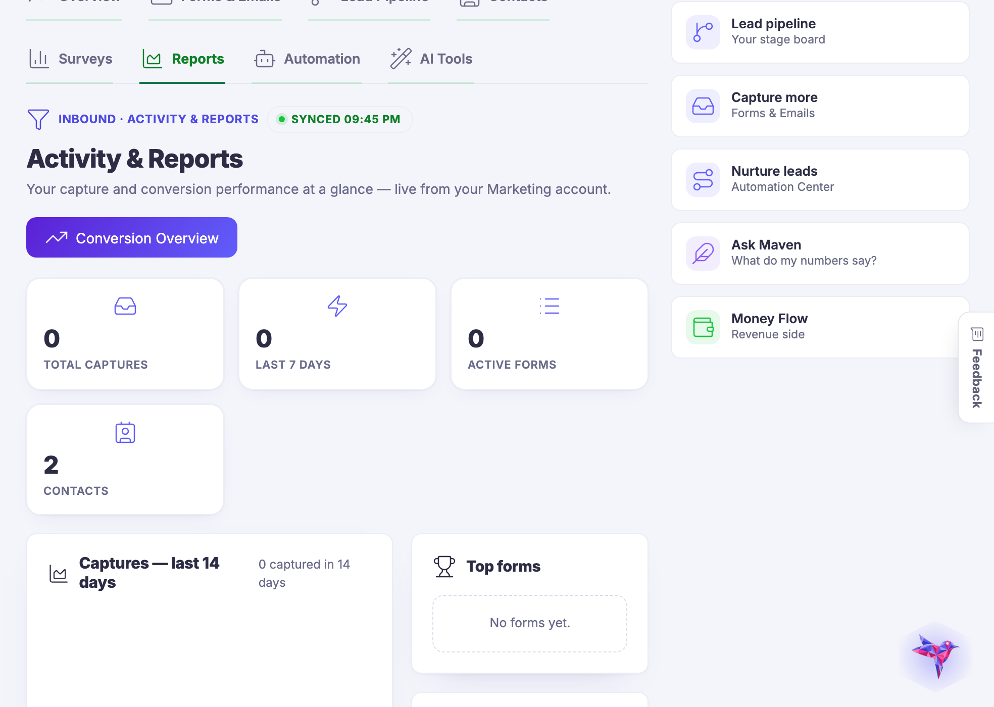 Activity and reports — What actually came in, from where, and what happened next.
