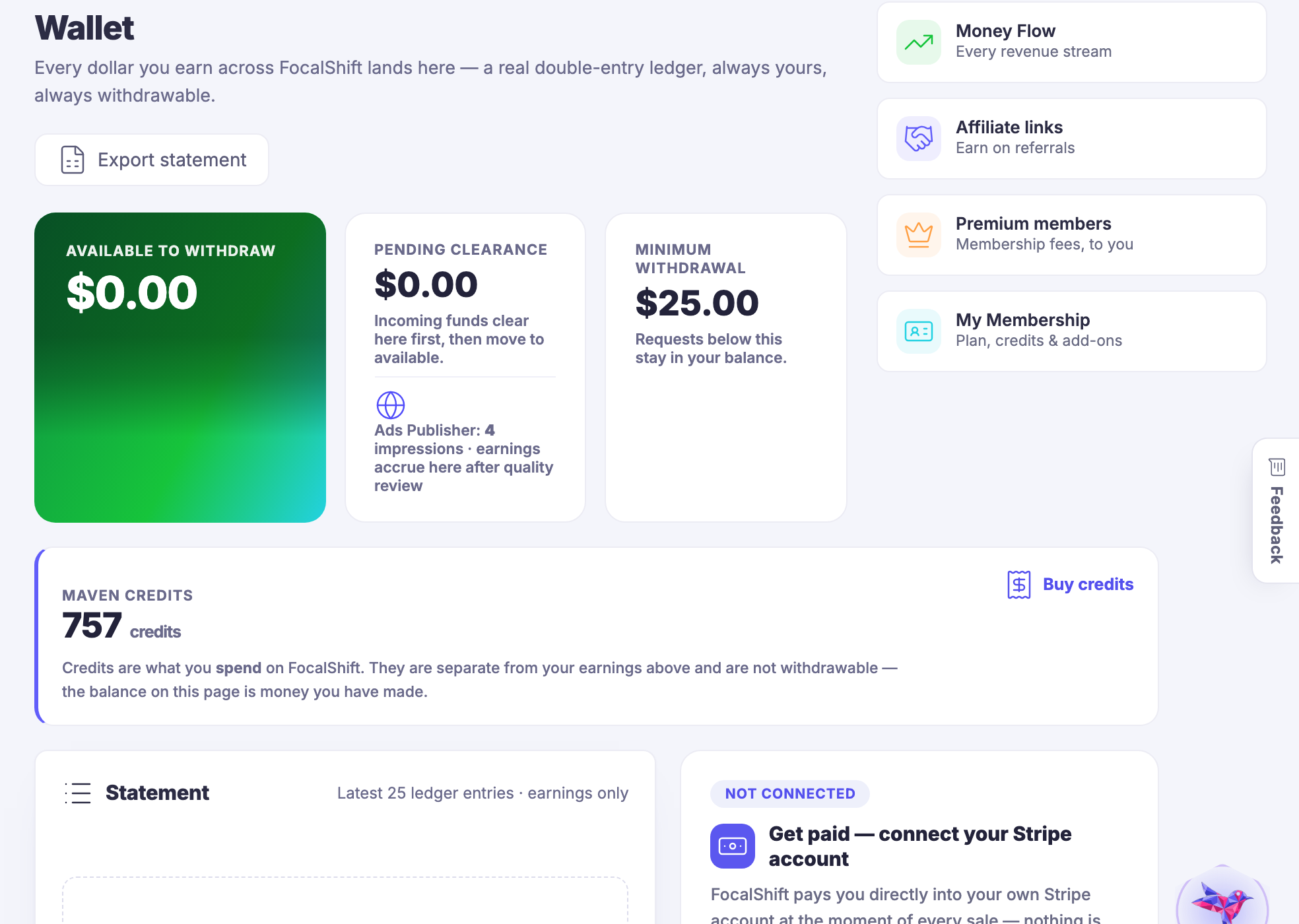 Account and Platform โ The account itself - your plan, your wallet, your profile, and where to get help.