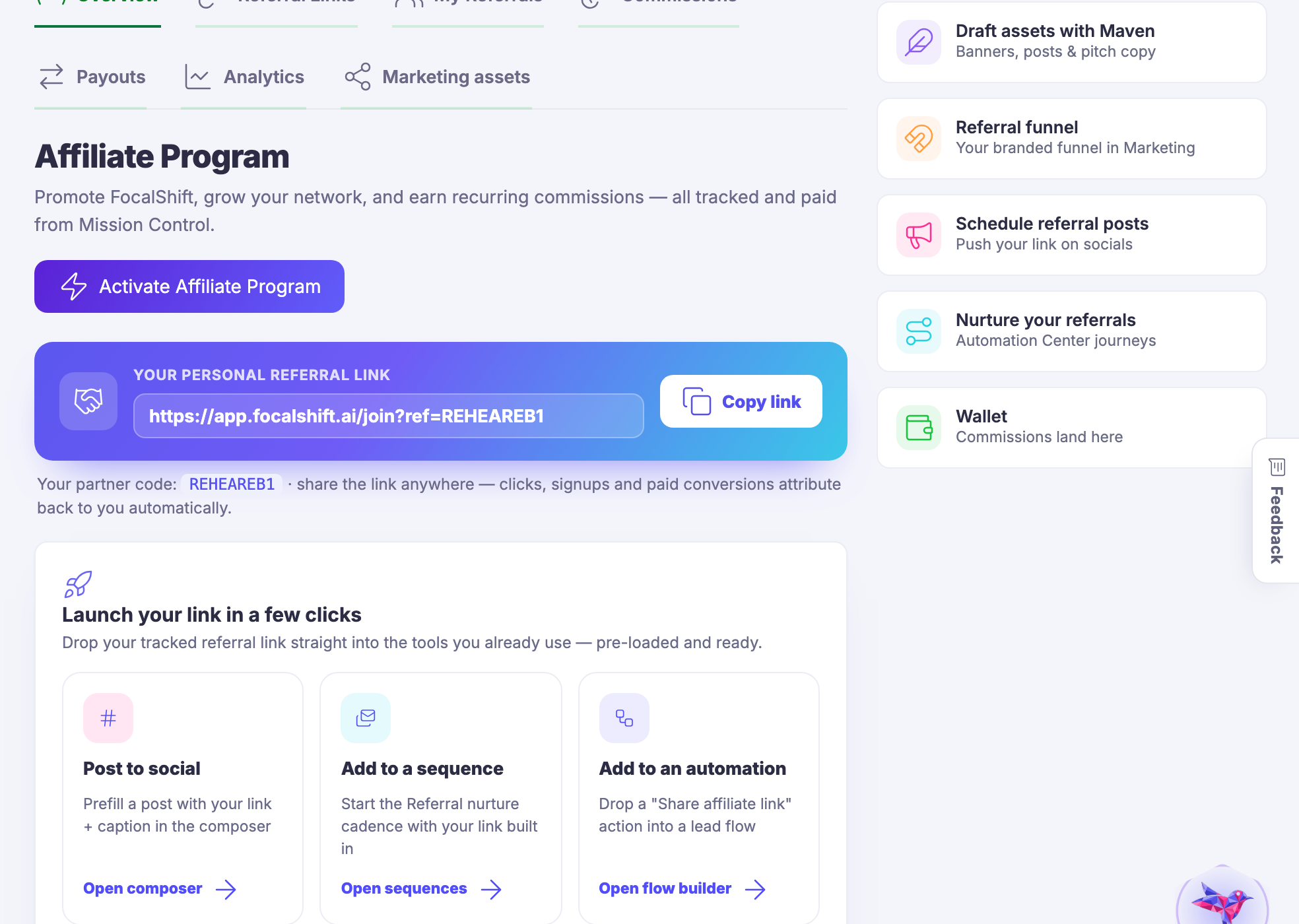 Affiliate Program โ Referring other people to the platform, and being paid for it.