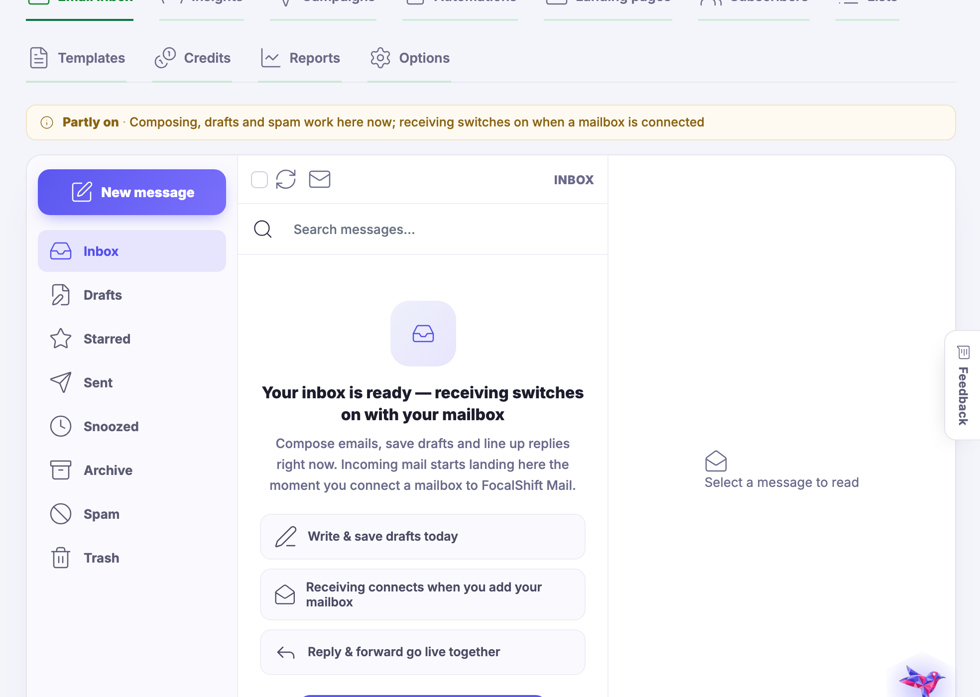 Email โ A whole mail platform: the inbox, the list, the campaigns and what happened to them.